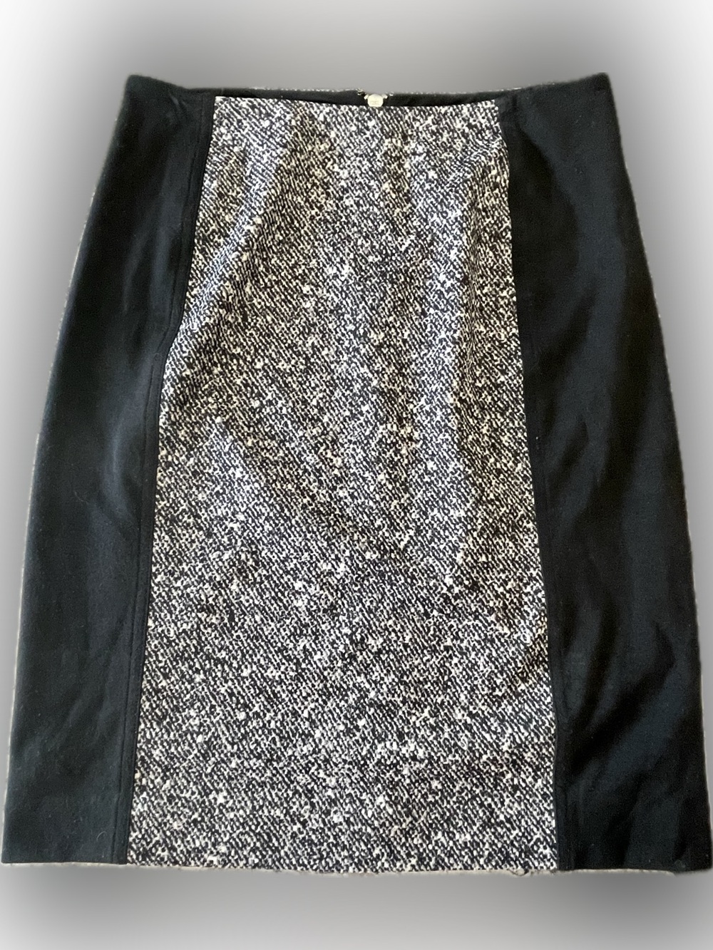MICHAEL Michael Kors Black and Gray Tweed Panel Pencil Skirt